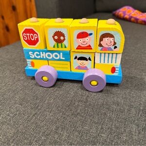 Wooden puzzle bus toy